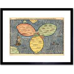 Mākslas pieturas karte ANTIQUE JERUSALEM BUNTING CLOVER LEAF WORLD FRAMED PRINT F12X3973