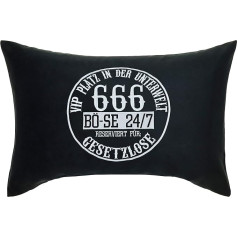 Dekoratīvs spilvens ar izšuvumu 666 VIP Platz in der Underwelt Smagā metāla spilvens ar pārvalku Biker Dekoratīvs spilvens Rocker Sofa 40 x 60 cm