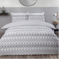 Sleepdown Zig Zag Segas pārvalka komplekts ar spilvendrānu pārvalkiem Reversible Soft Easy Care Segas pārvalks ar spilvendrānu pārvalkiem Super King (260x220cm) Polikvilna