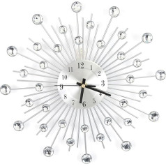 Ejoyous Silver Round Stylish Modern Wall Clock Fashion Luxury Metal Wall Clock Diamond Studded Living Room Bedroom Modern Decoration Sienas pulksteņi dzīvojamai istabai 300x300mm