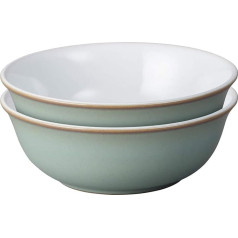 Denby - Regency Green Cereal Bowls Set of 2 - Trauku mazgājamā mašīnā un mikroviļņu krāsnī droši trauki - Keramikas trauki