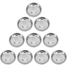 Yardwe Spice Bowls Dip, 10 Pieces Stainless Steel Sauce Bowls, Round Spice Bowls, Mini Appetizer Plates, Ingredient Bowls for Ketchup, Spices, Mustard, Salad (8 cm)