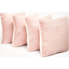 Sienna mākslīgās kažokādas trušu kažokādas 4 gab. spilvenu pārvalku komplekts 45 x 45 cm Square Ultra Soft Plain Sofa Chair Fleece Cushion Cover 45 x 45 cm - Blush Pink