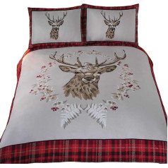 Rapport Home Rapport Hirsch Rapport Hirsch Angus Red Double Duvet Cover Komplekts divvietīgai segai, kas izgatavots no sarkanā krāsā, melns