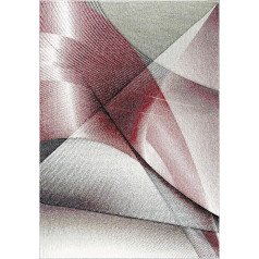 SAFAVIEH Zeitgenössische Teppich für Wohnzimmer, Esszimmer, Schlafzimmer - Hollywood Collection, Kurzer Flor, Grau und Rot, 160 X 229 cm