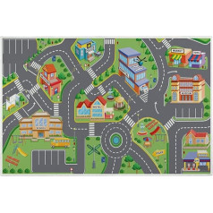 Starnearby Spielteppich für Kinder, aus Samt, Kristall, Teppich, Rennstrecke, Auto, Stadtplan, Stadtbahn, Aktivitätsmatte, rutschfest, für Auto, Kinder, Geschenk