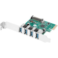 karte pci-e x1 -> 4x usb-a 3.1 gen1 zema profila siļķe pce-us3-004