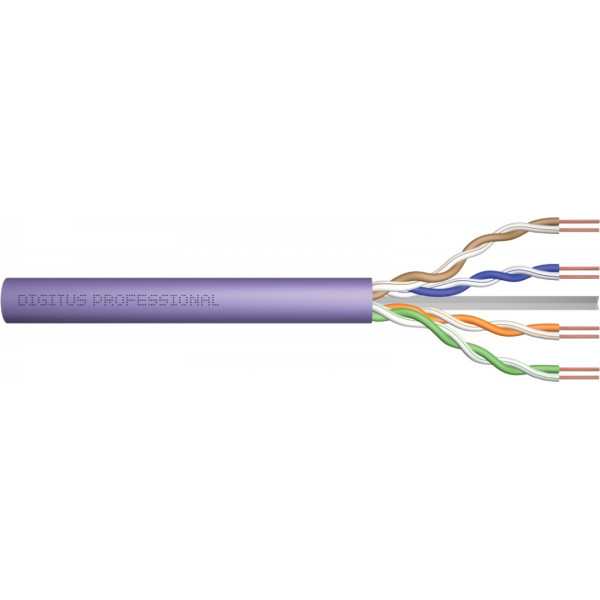 Digitus instalācijas kabelis cat.6, u/utp, dca, awg23/1, lsoh, 100 m, violets