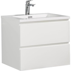 Badplaats B.v. Angela Bathroom Furniture Set, 60 cm, High Gloss White, Floor Cabinet, Washbasin