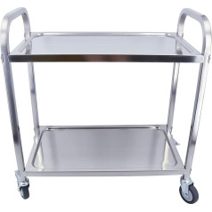 Mootaco Stainless Steel Kitchen Trolley 2 Tier Kitchen Trolley with Locking Wheels for Hotel Kitchen Restaurant Garage (85 x 45 x 90 cm)