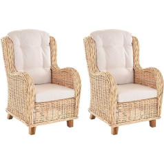 Krines Home Set of 2 Exclusive Birmingham Reading Chairs Comfortable Rattan Chairs Rattan Furniture Set Natural Light