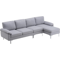 Tabker Sofa Convertible Sectional Couch with Chaise Iron Feet 4 Seats Indoor Sofa Light