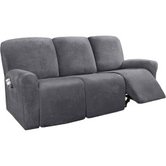 HKPLDE Stretch Recliner Sofa Slipcover Soft 3 Seat Couch Cover Velvet mazgājams mēbeļu aizsargs ar elastību bērniem Pet Grey