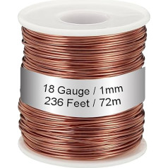 Patikil 99.9% Soft Copper Wire 18 Gauge/1 mm Diameter 236 Feet / 72 m 1.1 Pound Spool Pure Copper Wire for Jewellery Making Beading Garden Plants