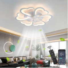 Revneey Griestu ventilators ar apgaismojumu Griestu lampa ar ventilatoru ar tālvadības pulti Klusais dimmējams taimeris 6 ātrumi Ziedu griestu gaisma LED 72 W ventilators ar apgaismojumu dzīvojamai istabai Guļamistabas lampa