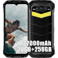 S100 PRO (2023), Helio G99 20GB + 256GB, 22000mAh akumulators, 4G viedtālrunis bez līguma, 108MP kamera (20MP infrasarkanais) + 16MP + 32MP, Android 12 6,58 collu, bezvadu uzlāde NFC Melns