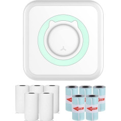 Conblom Mini printeris, Bluetooth foto printeris, kabatas termiskais printeris, portatīvais kabatas printeris ar 10 termopapīra ruļļiem Android un iOS, bezvadu printeris piezīmju apguvei, jautram darbam (zils)