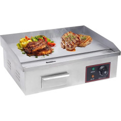 Silber,36cm,TUPOSTAR Kommerzielle Elektrische Grillplatte, Antihaftbeschichtete Grillplatte Für Die Arbeitsplatte, Einstellbare Thermostatregelung, Für Zuhause, Küche, Restaurant