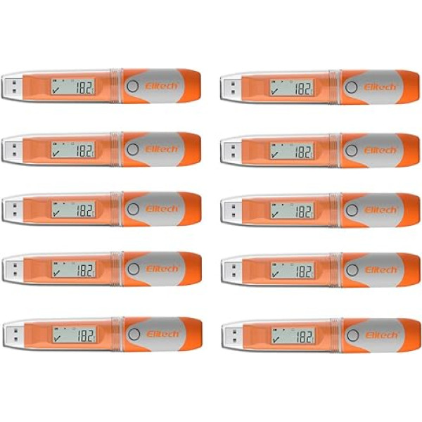 Temperatūras datu reģistrators - Elitech Mini USB temperatūras reģistrators ar iekšējo ārējo sensoru laboratorijā, siltumnīcā vai mājās (RC-51 10 iepakojumi)