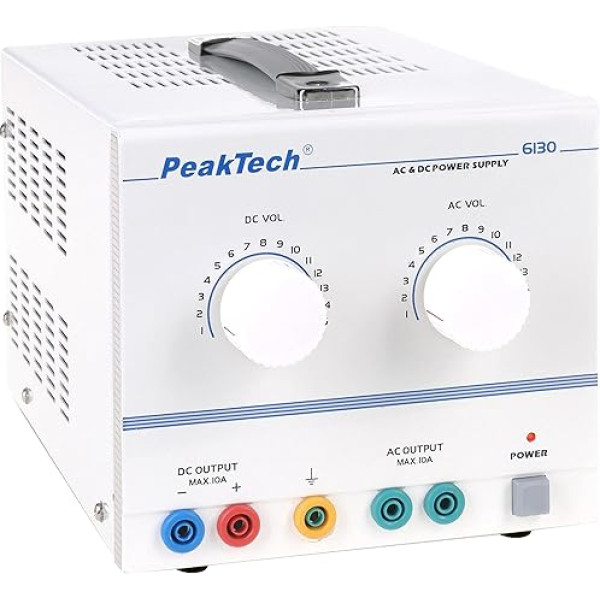 PeakTech P 6130 Laboratorijas barošanas avots AC-DC Dual 15 V ar maksimālo izejas jaudu 10 A nepārtrauktai strāvai