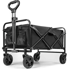 Handcart Foldable with Telescopic Handle, Foldable Beach Handcart, Foldable Handcart Folding for All Terrain, Outdoor, Camping, Shopping