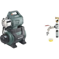 Metabo HWW 4500/25 Inox mājsaimniecības ūdens agregāts (1300 Watt, 4,8 Bar, 24 litri, plūsmas ātrums 4500 litri/stundā, pretvārsts mājsaimniecības ūdens automātiska iedarbināšana/izslēgšana) un sūkņa komplekta komplekts MSD 200-HWW/P