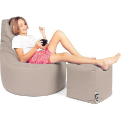 PATCH HOME Patchhome Patchhome Gamer Cushion Lounge Cushion Bean Bag Chair Seat Cushion Bean Bag + Cube / taburete ar Zip jau ar pildījumu (krēmkrāsas, XXL - 80 cm diametrs, krēsls + 35 x 35 cm kubs)