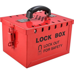 RealPlus Large Lockout Tagout Box Portable Loto Group Lock Box, 12 Padlocks, Red (9.8