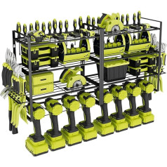 Настенный органайзер для 8 дрелей 4-х ярусная стойка для инструментов с крючками, сверхпрочная металлическая стойка для организации аккуму