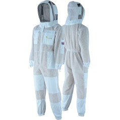 Rizna Inc Biškopības Xpert Ultra Ventilated Suit Sheriif Comfort Zip White Beekeeping Suit with Fence Veil Hat Unisex Polycotton Beekeeping Suit 3-Layer Protective Suit (3XL)