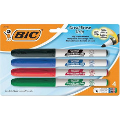 Vairumtirdzniecība ar 25 iepakojumiem - Bic Great Erase marķieri tāfelei ar smalku punktu 4/PK melns, zils, sarkans, sarkans, zaļš