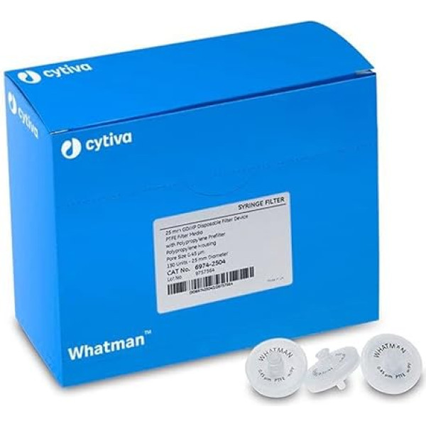 Whatman 6994-2504 Polyethersulfone GD/XP šļirces filtrs, 25 mm, 0,45 mikronu (iepakojumā 150 gab.)