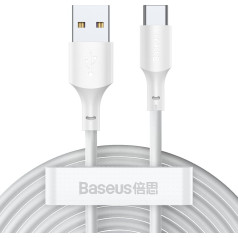 Baseus Simple Wisdom datu pārraides kabeļu komplekts no USB uz C tipa 5A (2PCS|komplekts）1.5m White