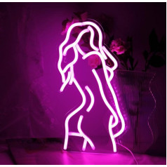 Lady Back Neon Light Sexy Lady Neon Sign for Wall Decor Pink LED Sign with USB Powered for Bedroom, Girls Room, Home Decor, Man Cave