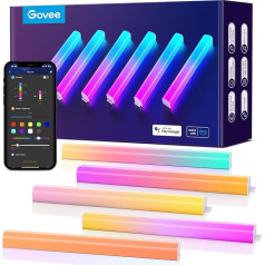 Govee Glide LED sienas lampas, RGBIC sienas lampas, darbojas ar Alexa un Google Assistant, viedās Glide dzīvās gaismas lentes spēlēm un straumēšanai, daudzkrāsainas Glide sienas lampas, 6 gab. komplektā