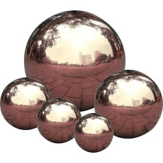 Nerien Gazing Balls Shiny Polished Globe Reflective Smooth Garden Balls Floating Pond Balls Stainless Steel Mirror Ball Pack of 5 for Home Garden Ornament Decoration Rose Gold