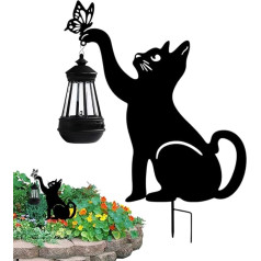 AUTOECHO Katzenpfahl für den Außenbereich mit Licht,Süßer Katzenpfahl mit Licht,Dekorative Solarlampe für den Außenbereich | Solarbetriebene Außenleuchte mit süßer Katze, geeignet für