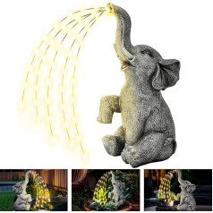 GIGALUMI Upgraded Elephant Statue Garden Decor Real Watering Elephant Figurine Solar Powered LED Lights Dāvanas mammai Dzimšanas dienas dāvanas sievietēm Elephant Decoration for