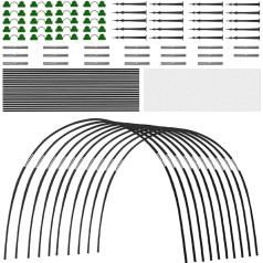BNGXR Augu tuneļa arkas, siltumnīcas riepas, politunelis, 2,5 x 10 m politunelis, 30 gab. siltumnīcas stīpas, nerūsējošas, izturīgas, brīvi saliekamas, dārza riepas, siltumnīcai, augiem, aizsardzībai pret kukaiņiem