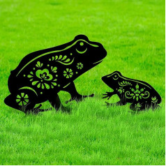 FoldTier 2 Stück Frosch-Tier-Silhouette, Gartenpfahl, Hof, Tierpfahl, Statue, Kunst, dekorative Gartenfrosch-Dekoration, rustikale Metall-Frosch-Skulpturen, Outdoor-Froschfigur für Rasen, Zuhause,