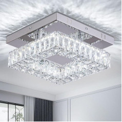 Cainjiazh kristāla lustra LED griestu gaisma Mini mūsdienu kristāla lustra Square Flush Mount griestu gaisma LED lustra priekšnams virtuve foajē ēdamistaba Diametrs 9,8 collas 18 W 6000 K