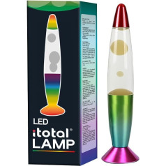 I-TOTAL - LAMPARA de lava LED roja cambia de colour base rainbow, cera blanca