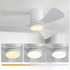 AI-LIGHTING Griestu gaisma ar ventilatoru, klusais 106 cm griestu ventilators ar apgaismojumu un tālvadības pulti, 3 gaismas krāsas, 6 ātrumi, taimeris, griestu ventilators ar lampu viesistabai, guļamistabai, guļamistabai