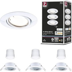 Paulmann 92463 LED padziļinājumā iebūvējamās gaismas pamatne Smart Home Zigbee Basic komplekts Pagriežams apaļš 230 V 3 x 4,9 W 3 x 430 lm Dimmable 90 mm White Metal 3000 K