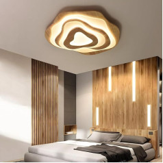 WayLuoung Wooden LED Ceiling Light, Diameter 57 cm, 50 W, 4300 lm, 3000 K - 6000 K, Dimmable with Remote Control, Modern Cloud Lamp Made of Natural Wood + Acrylic, Living Room, Children's Room,