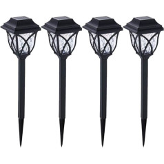 SOLUSTRE Pack of 4 nerūsējošā tērauda saules zemes gaismas LED gaismas Saules zemes gaismas dārza apgaismojums Saules ceļu apgaismojums Dārza apgaismojums Āra saules gaismas Marķēšanas aprakstošās gaismas