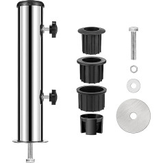 Garden Parasol Standpipes Delivered, Stainless Steel Standpipe Umbrella Stand, Universal Parasol Standpipe with 3 Pieces Reducing Ring (48/38/30 mm), for Granite, Iron Plate, Cement Plate