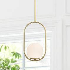 Viduslaiku moderns Globe Pendant Light Golden Pendant Light Ball Glass Lampshade Lighting for Kitchen Island (bez spuldzēm)