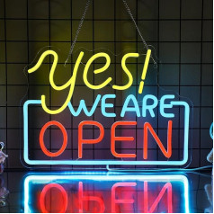 CoolGift Mart Yes We Are Open Neon Sign - Dimmable LED Light for Business Store Wall Decoration, USB Powered, Aesthetic Decoration for Coffee Shop Dessert Store Bar Pub Party Opening Gift