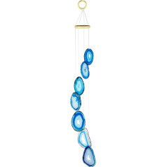 KYEYYGWO Blue Agate Discs Geode Wind Chime Sun Catcher Crystal Stone Chime Artwork for Home Garden Decoration 65-80 cm